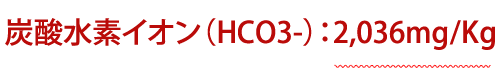 炭酸水素イオン（HCO3-）：2,036mg/Kg